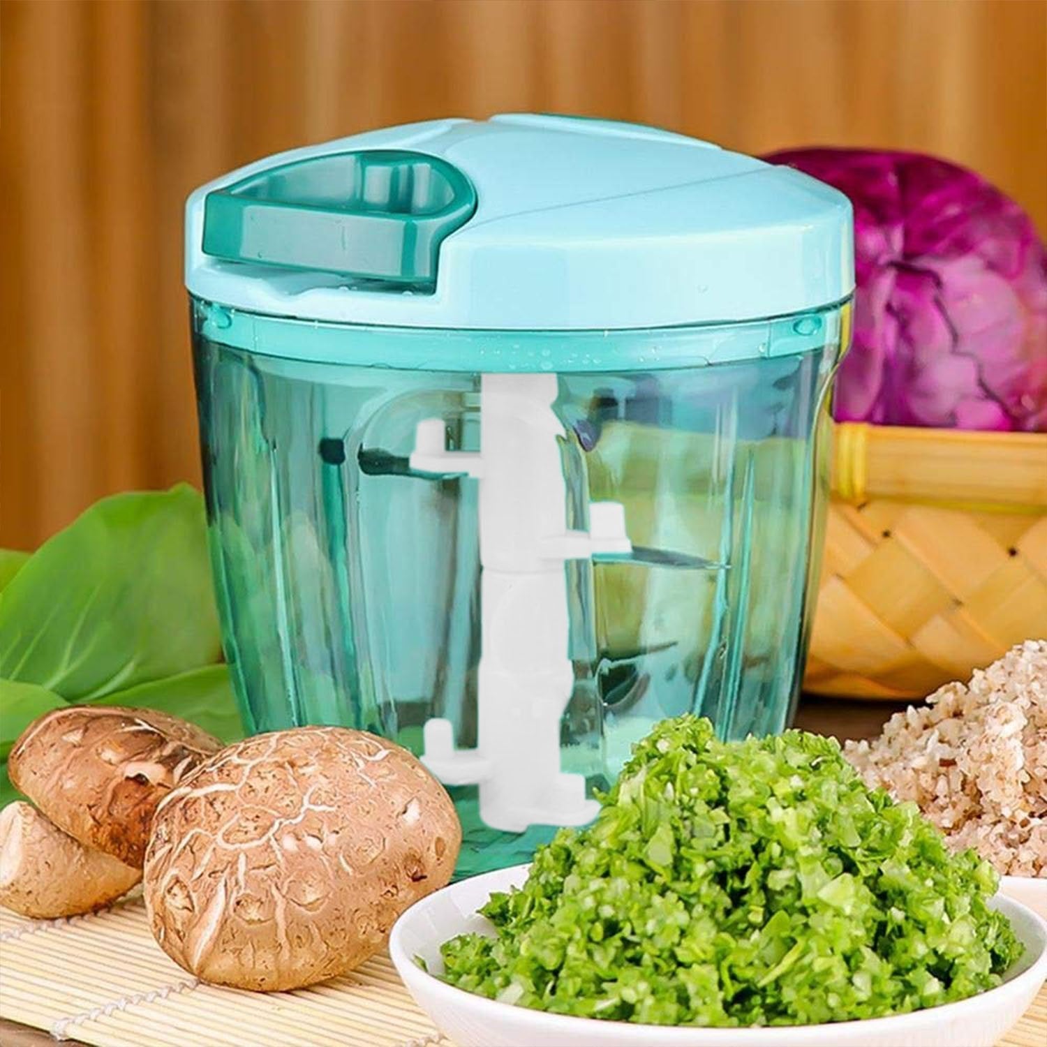 2065 6 BLADE 2IN1 MANUAL FOOD CHOPPER, COMPACT & POWERFUL HAND HELD VEGETABLE CHOPPER (1000Ml) DeoDap 2065 6 BLADE 2IN1 MANUAL FOOD CHOPPER, COMPACT & POWERFUL HAND HELD VEGETABLE CHOPPER (1000Ml) DeoDap